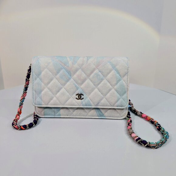 Chanel Jungle Jeans Quilted Fabric Wallet On Chain (WOC) - Picture 16 of 16